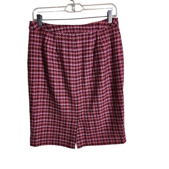 Talbots Pink Tweed Exposed Front Zip Pencil Skirt Size 8p - Picture 3 of 6